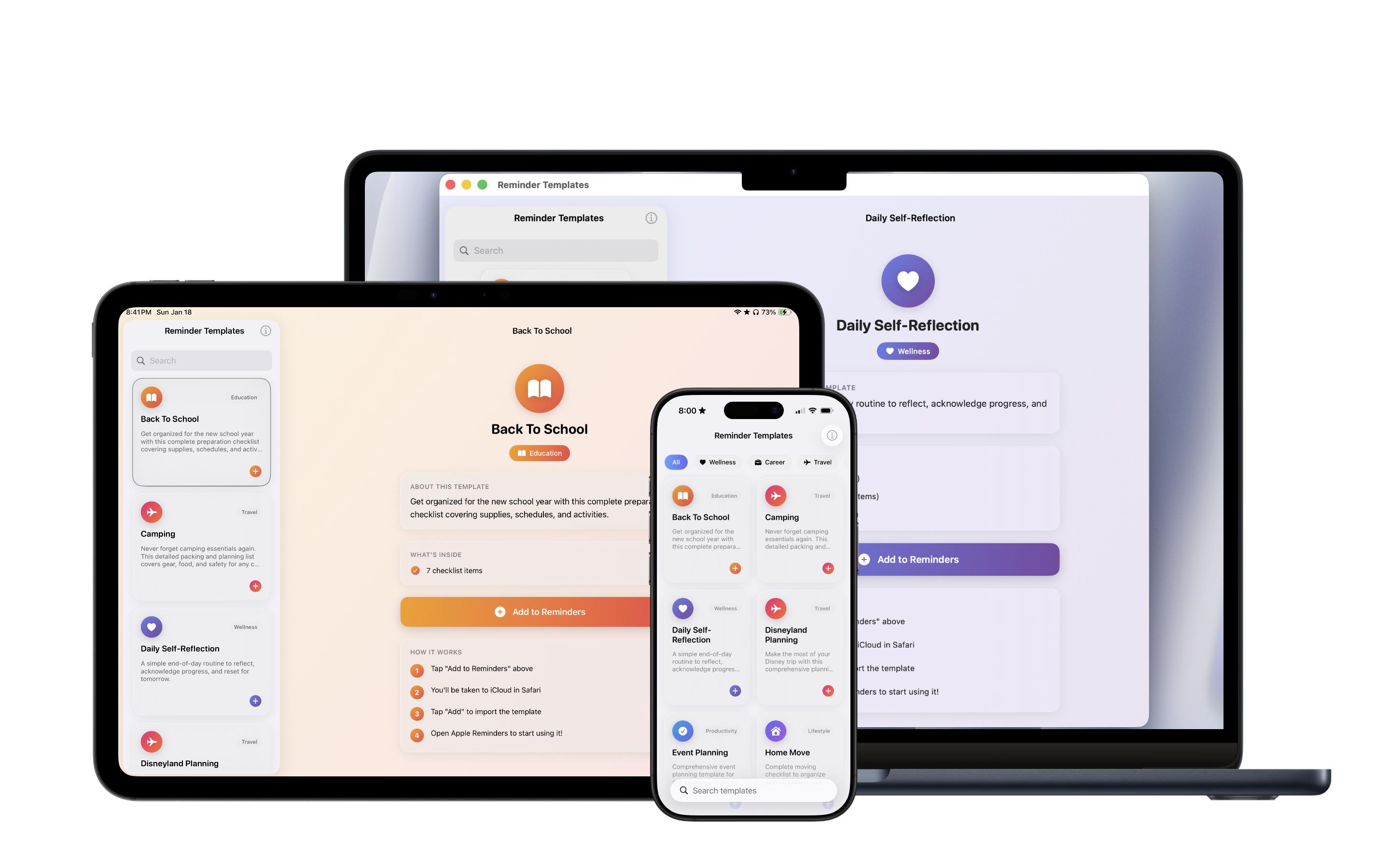 Reminder Templates on iPhone, iPad and Mac